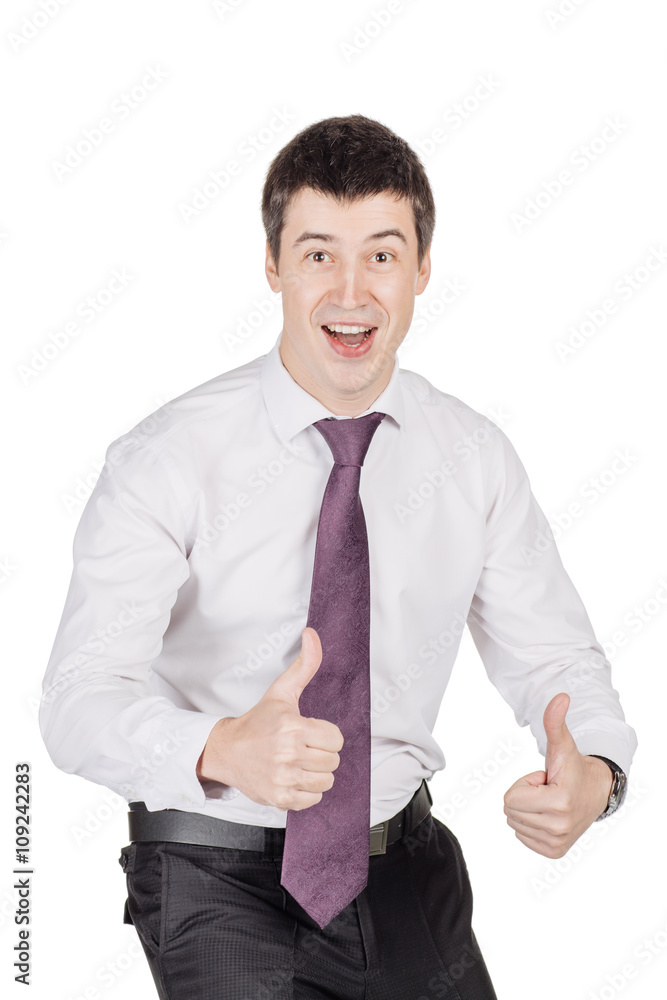 young happy smiling business man, looking at camera. image isolated over white background. people, female, business e and portrait concept young happy smiling business man, looking at camera. image isolated over white background. people, female, business e and portrait concept