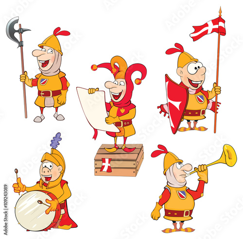Set of Cartoon Illustration Cute Knights for you Design