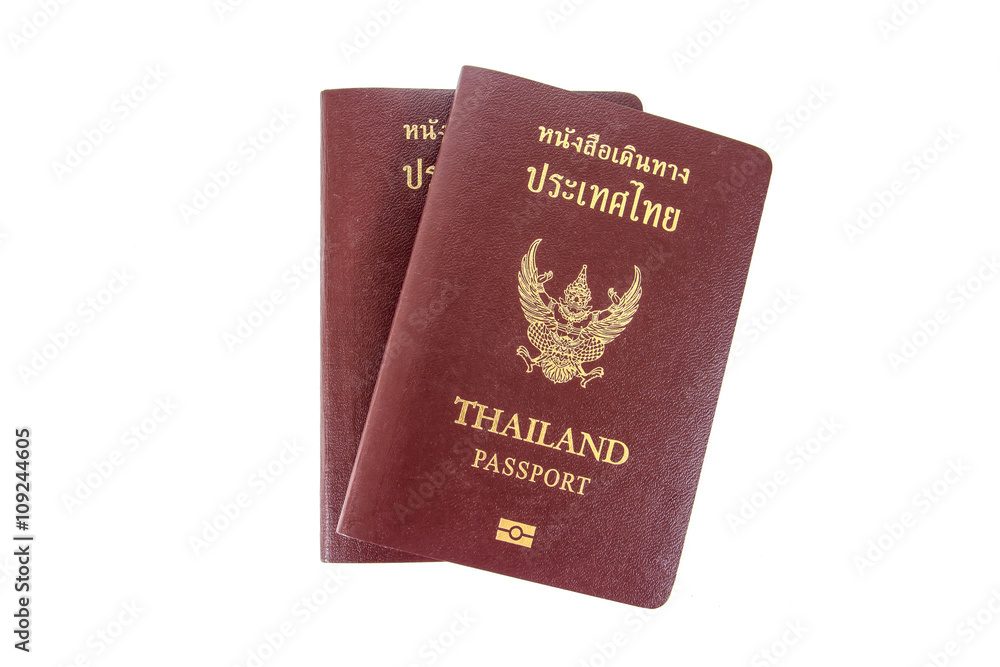 Thailand passport isolated on white background Thailand passport isolated on white background