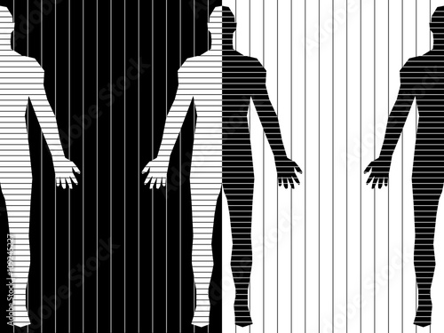 Man silhouettes seamless black white background