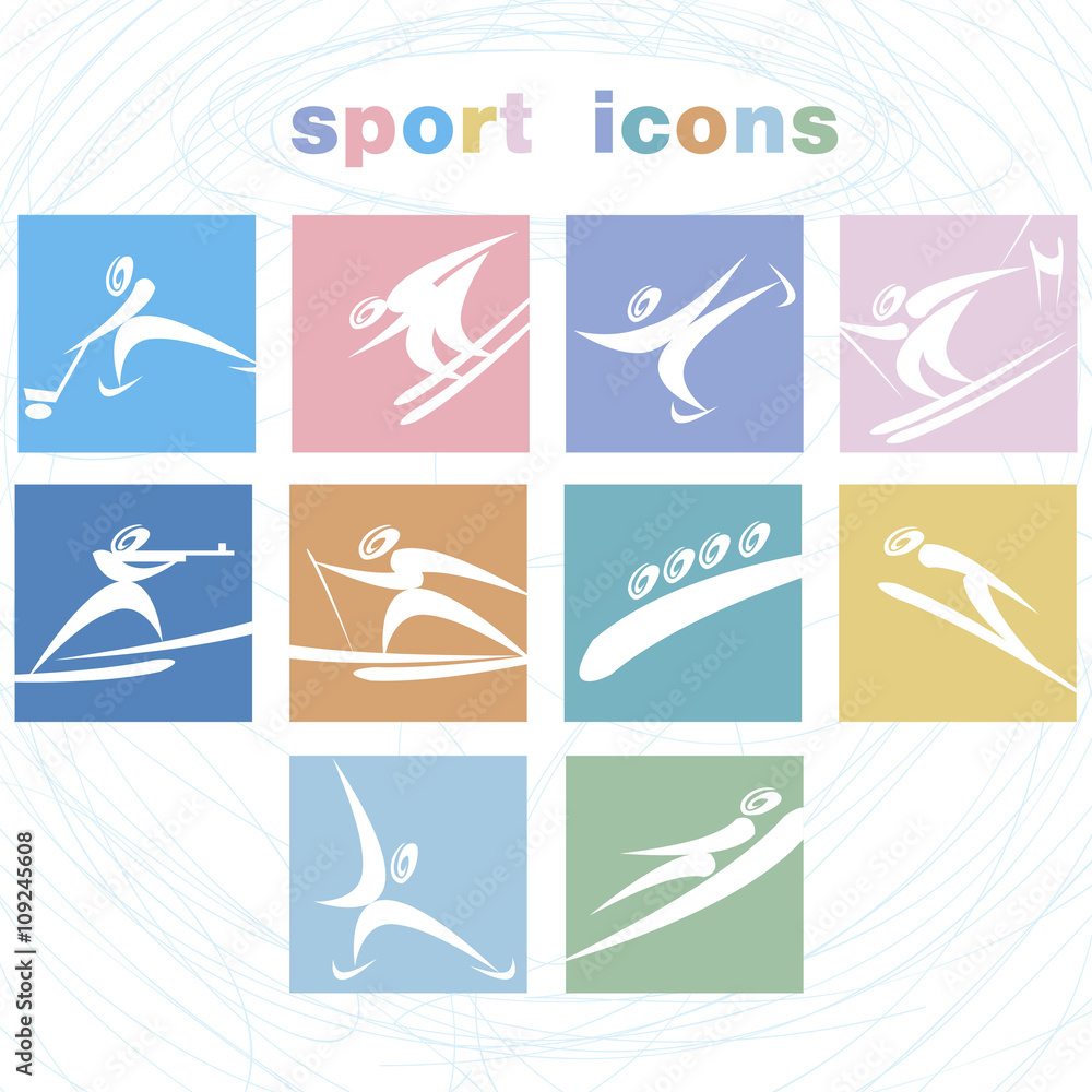 A set of sport icons. Winter games icon set.