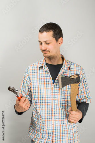 Young man with a wrench