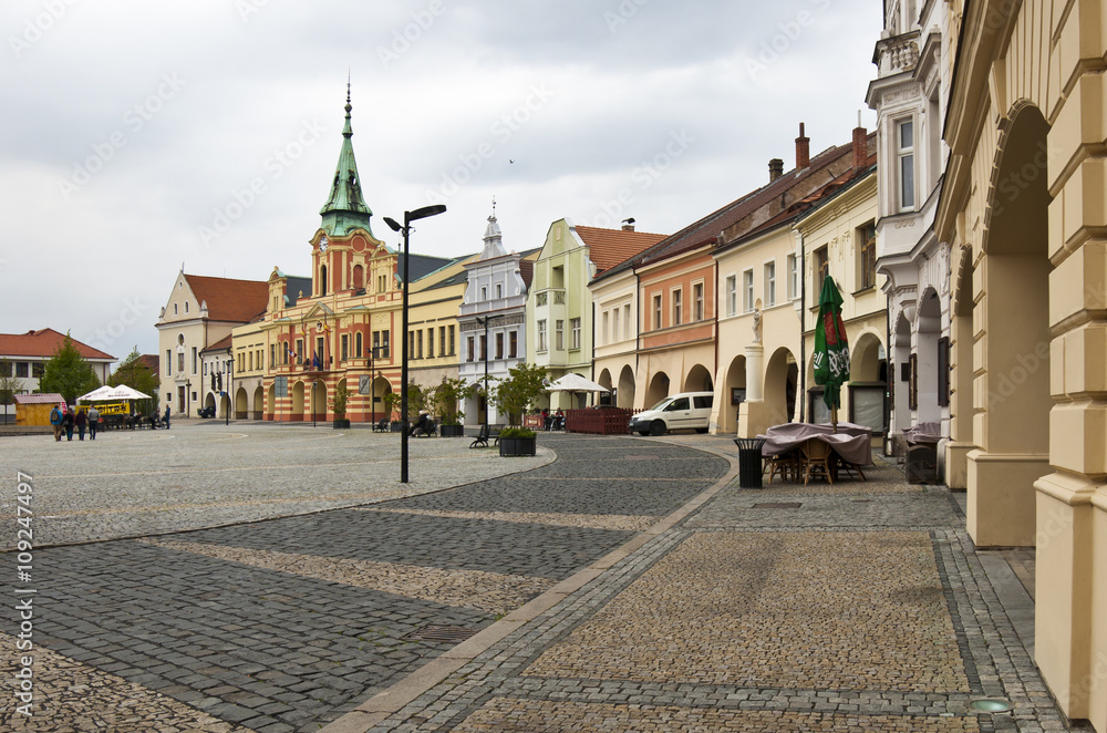 Old square in Melnik, city in Bohemia region, Czech Republic