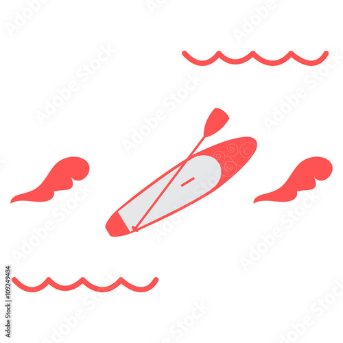 Stylized icon of a colored stand up paddling