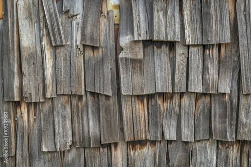 weathered wooden shingles