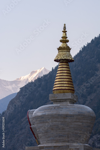 stupa in Upper Pisang, on Annapurna Circuit, nepal, asia