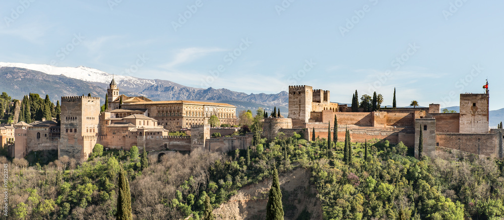Panoramic view over Alhambra, Andalusia, Spain
