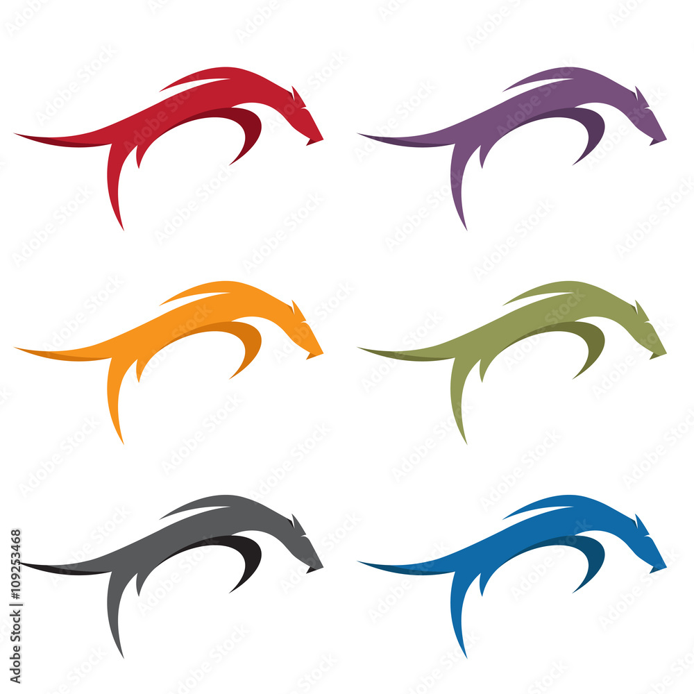 Fototapeta premium simple flat design vector illustration of horses