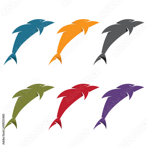 simple flat design vector illustration of dolphins