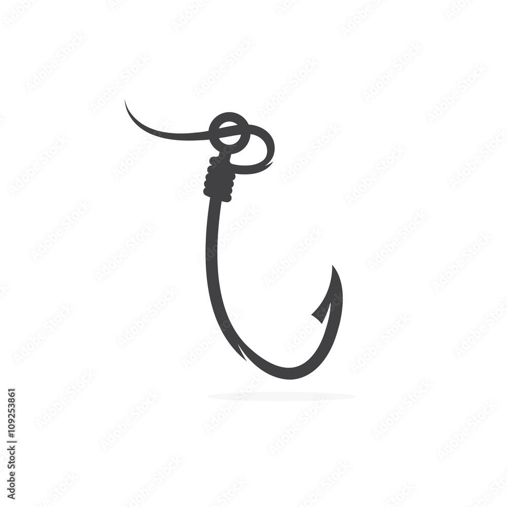 fishing hook with fishing line vector design template fishing hook with fishing line vector design template