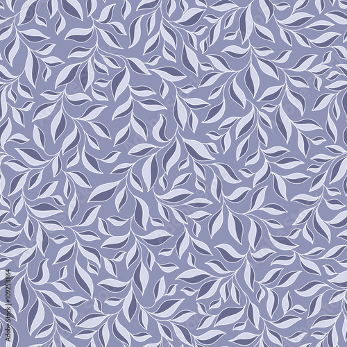 Floral seamless pattern with blue leaves.