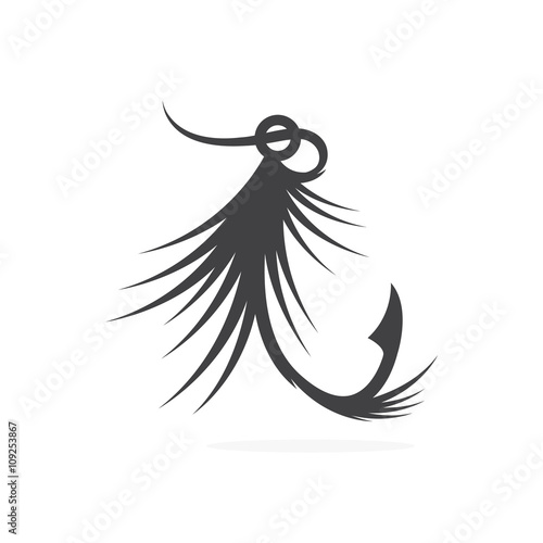 fly fishing lure and fishing line vector design template