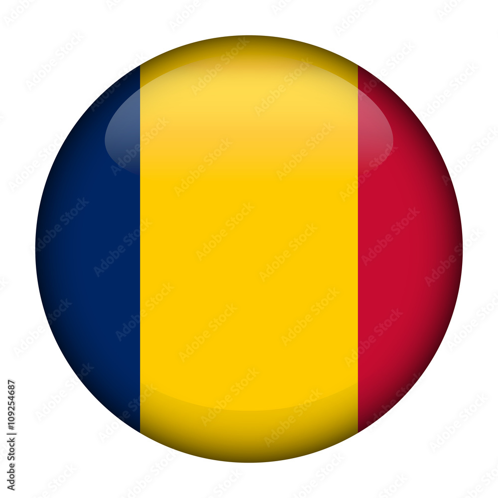 Fototapeta premium Flag of Chad Glossy Button