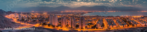 Panoramic aerial view on Eilat (Israel) and Aqaba (Jordan)