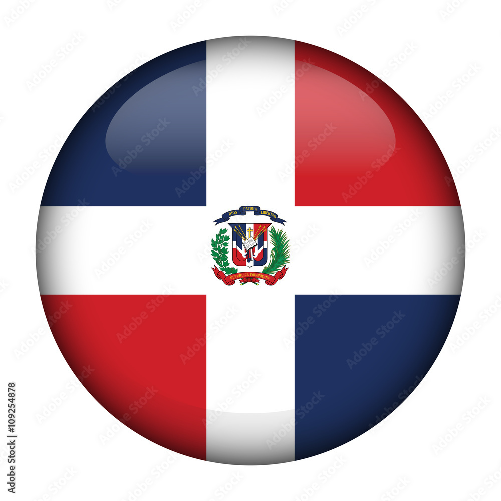 Round glossy Button with flag of Dominican Republic Round glossy Button with flag of Dominican Republic