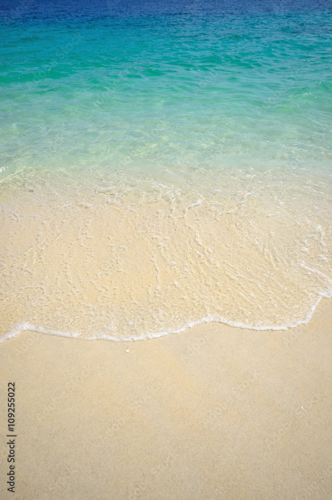 Obraz premium Wave of the sea on the sandy beach