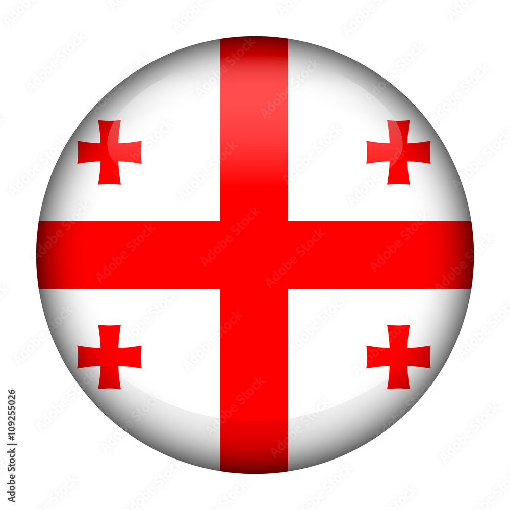 Round glossy Button with flag of Georgia