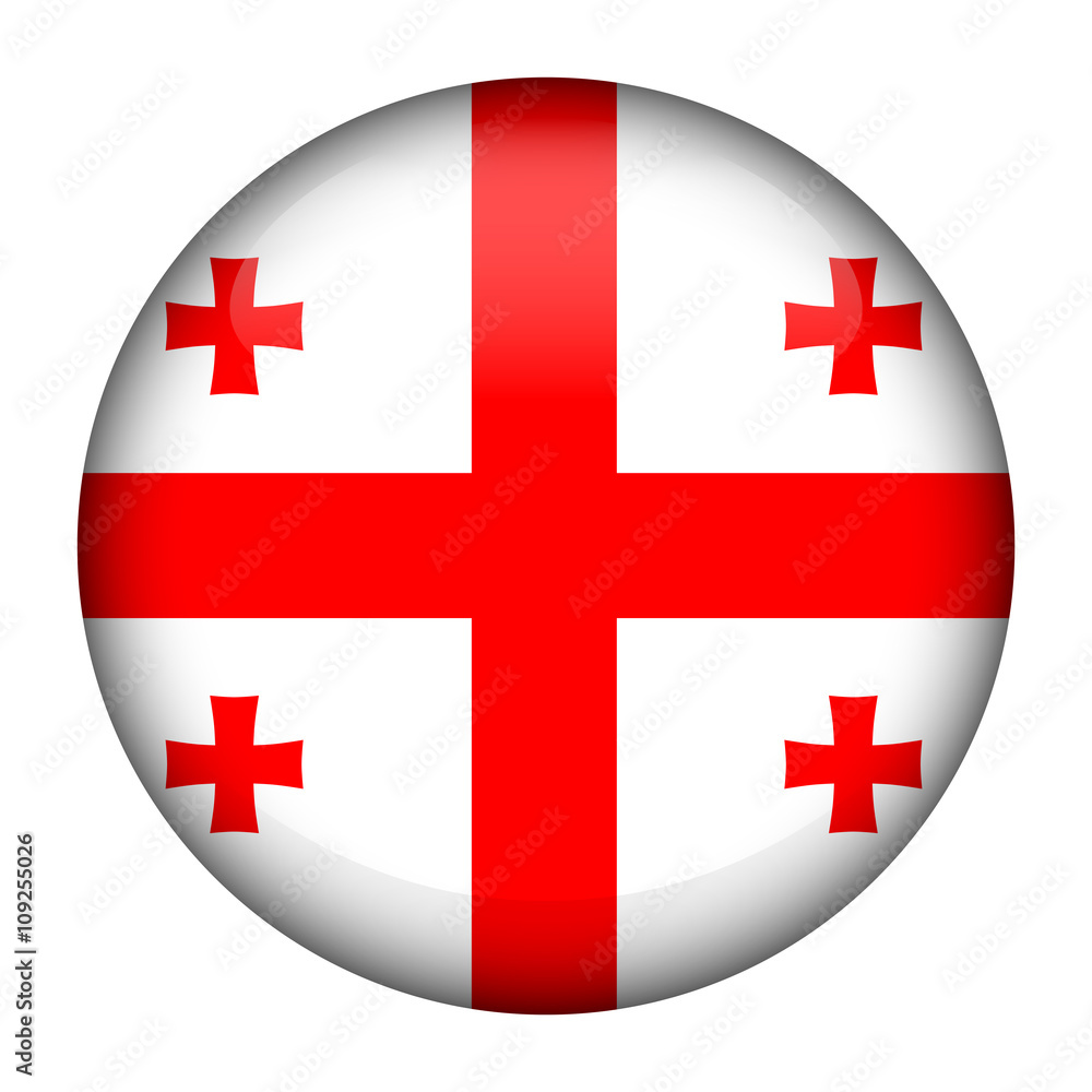 Obraz premium Round glossy Button with flag of Georgia