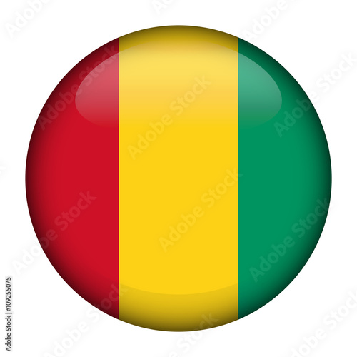 Round glossy Button with flag of Guinea