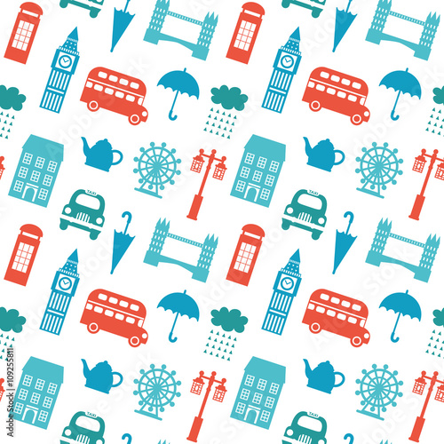 Seamless pattern with London symbols