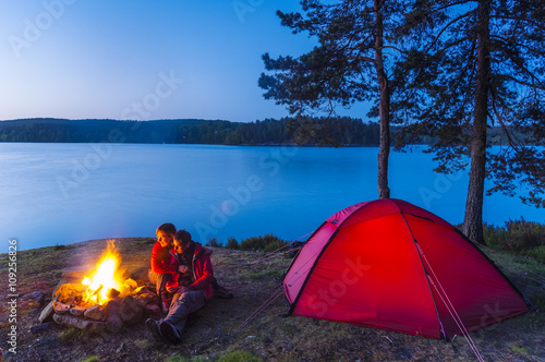 Couple camping photo