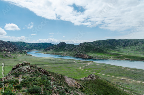 Beautiful mountains and river Ili in Kazakhstan