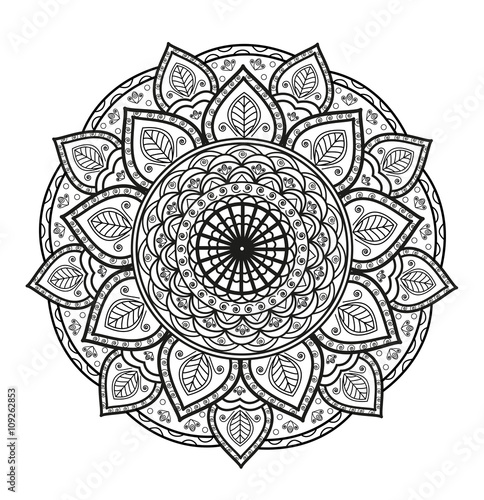 Black and white mandala vector for coloring, mandala bianco e nero vettoriale da colorare