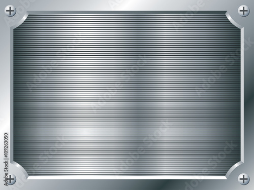 Blank metal plate vector background.