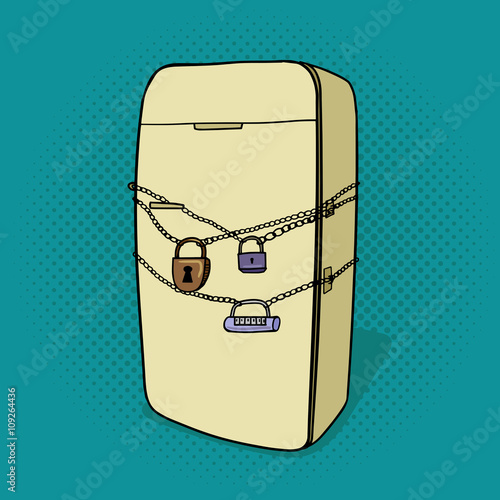 Locked fridge pop art vector