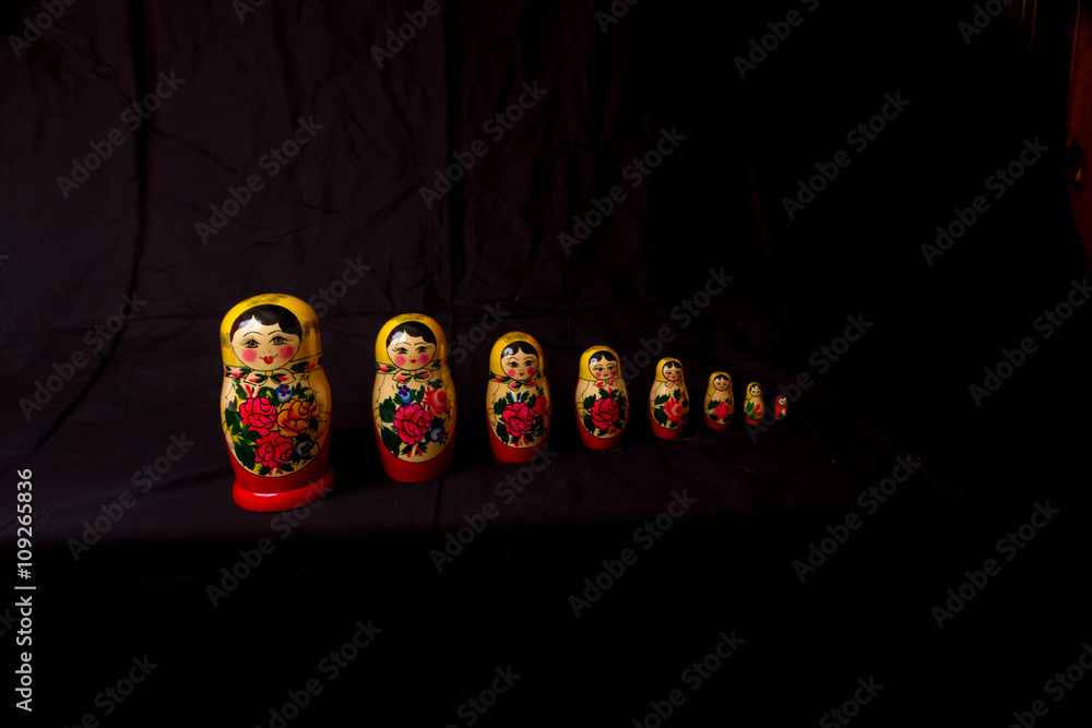 Russian Dolls matryoshka in low light
