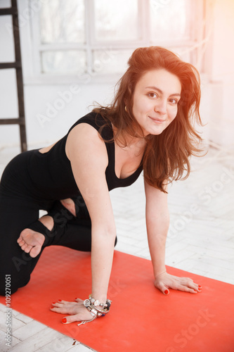 Woman having yoga practice.