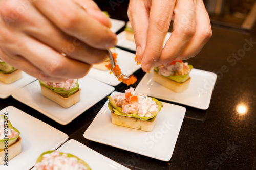cook prepared delicious gourmet canape starters 