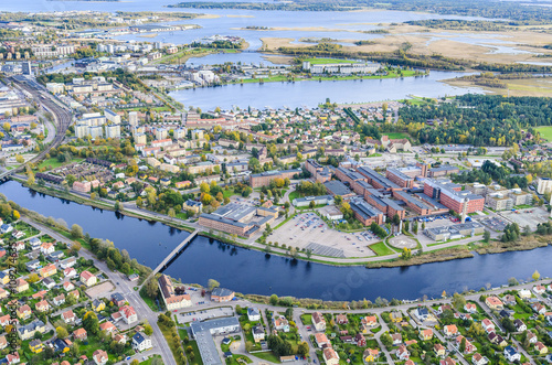 Aerial view of buildings photo