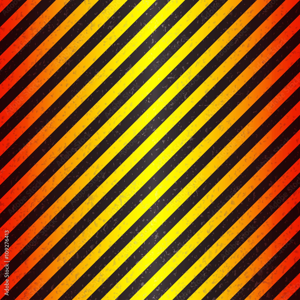 Abstract geometric patterns with diagonal black and yellow stripes. Red Gradient. Vector illustration