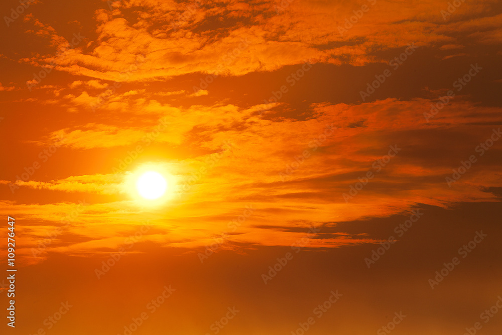 Fiery orange sunset
