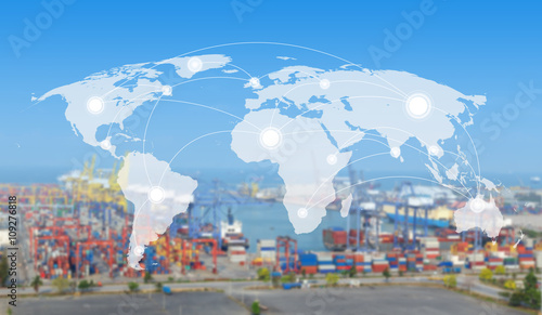 World map global network concept transport,Industrial Container