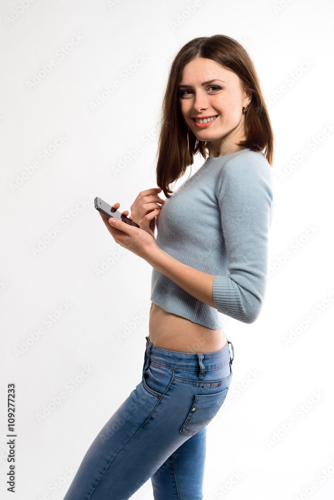 beautiful teenager girl with mobile phone beautiful teenager girl with mobile phone