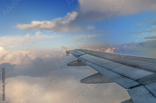 Looking out the window of a plane