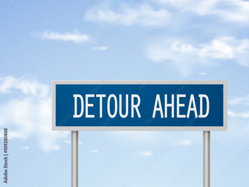 3d illustration detour ahead road sign 3d illustration detour ahead road sign