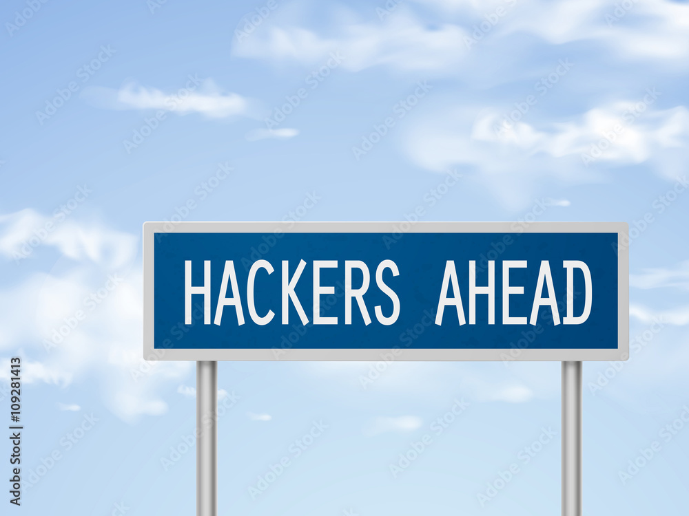 3d illustration hackers ahead road sign 3d illustration hackers ahead road sign