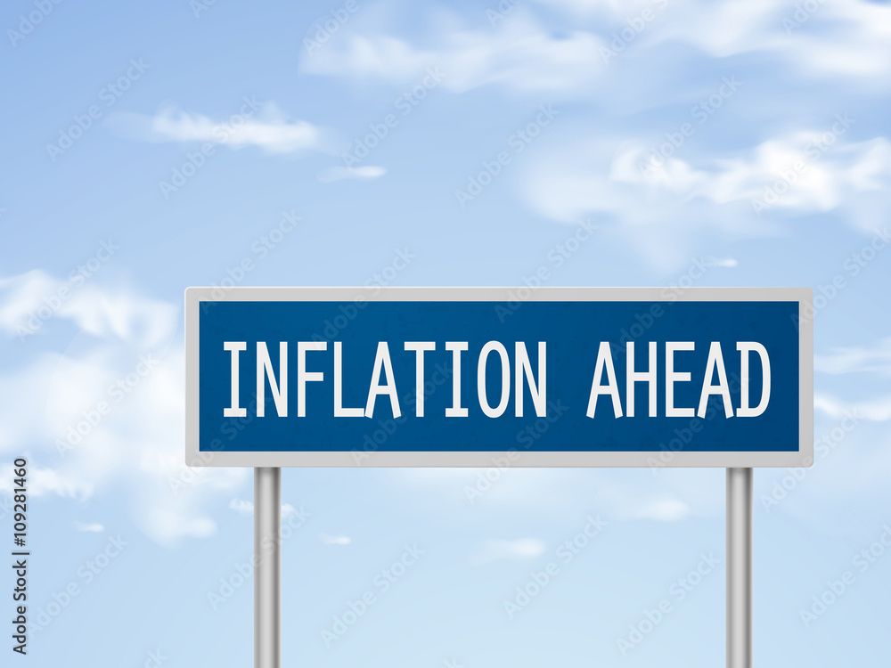 3d illustration inflation ahead road sign 3d illustration inflation ahead road sign