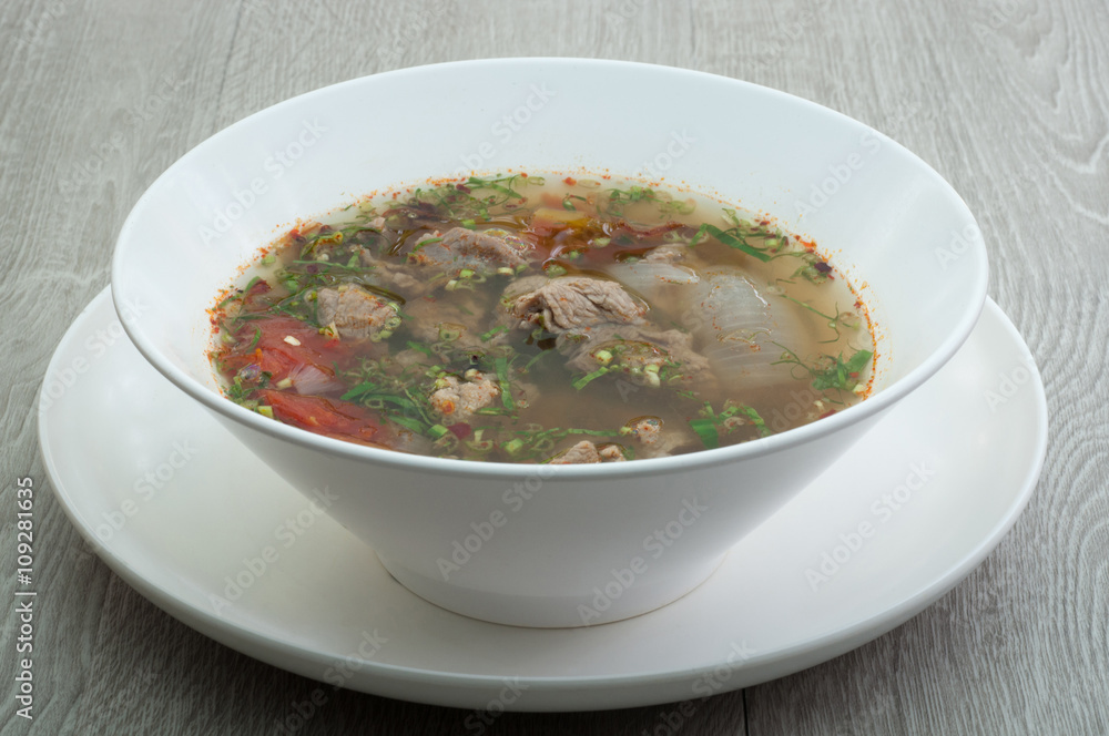 Bowl of beef soup