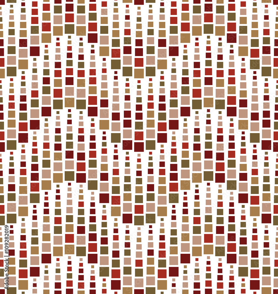 Fototapeta premium Seamless pattern on a white background. Has the shape of a wave. Consists of geometric elements of square shape in color.