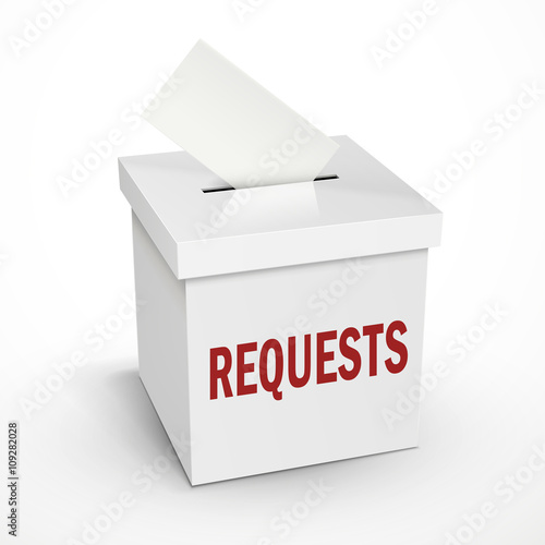 requests word on the 3d white voting box