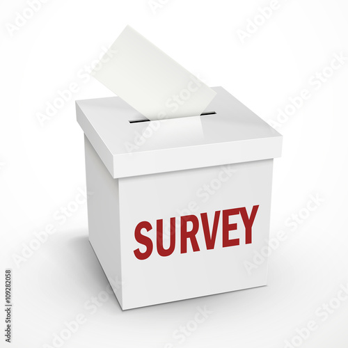 survey word on the 3d white voting box