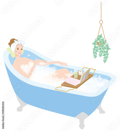 バスタイム 入浴する女性