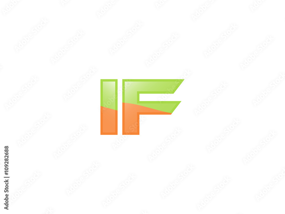 Green Orange shiny IF letters Green Orange shiny IF letters