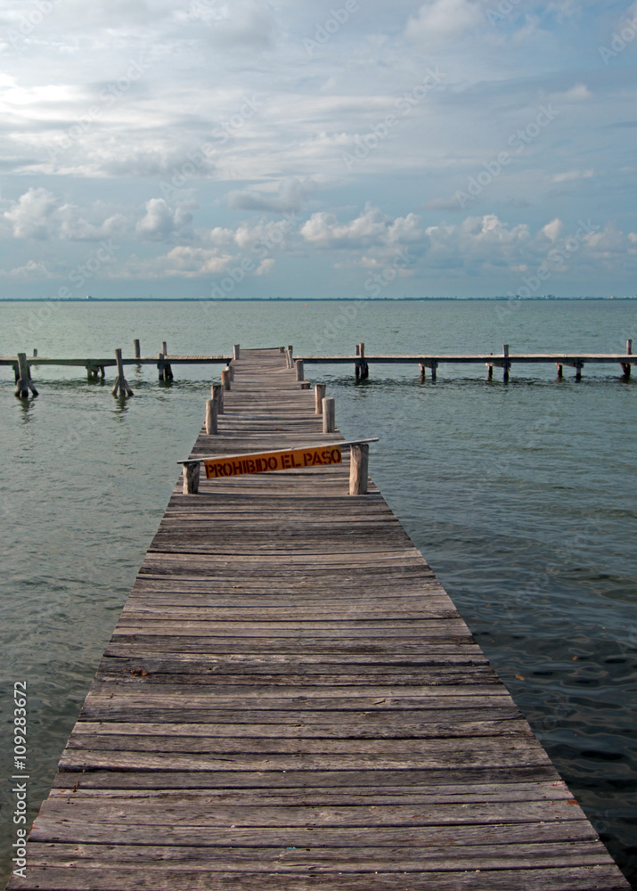 Abandoned dock in Cancun Mexico