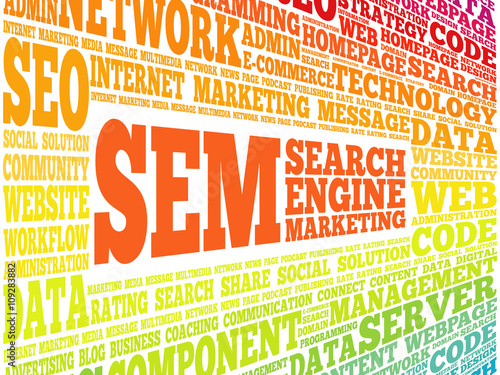 SEM (Search Engine Marketing) word cloud business concept