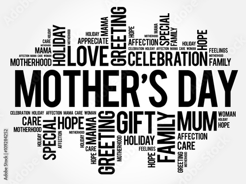 Mother's Day word cloud, care, love, family, motherhood concept